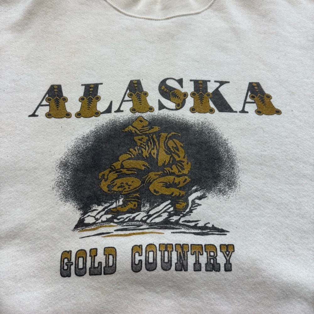 Fruit of the Loom vintage 90s Alaska Gold Country Prospector Sweatshirt Cream - Picture 2 of 10